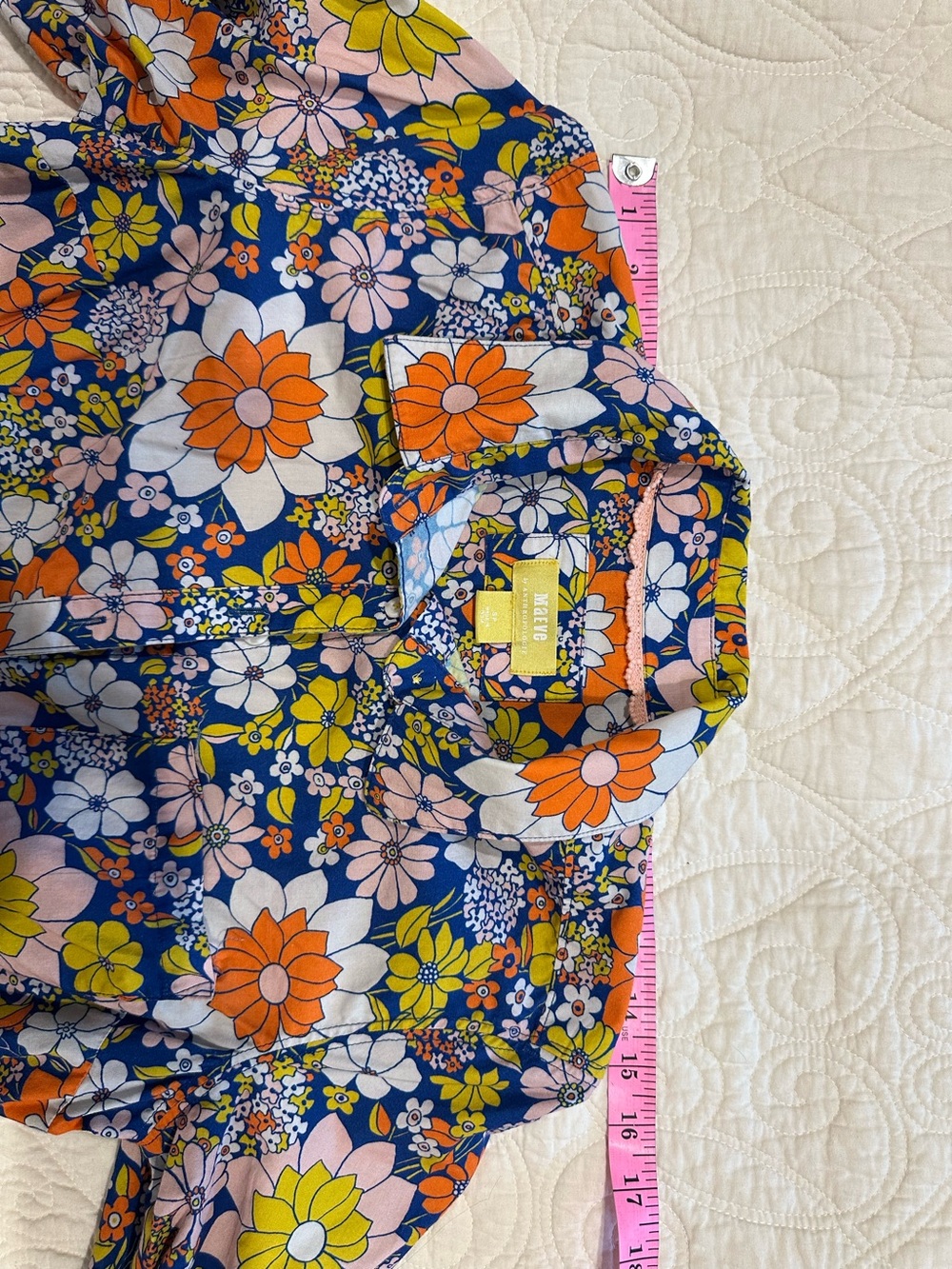 Maeve Anthropologie size S petite 100% cotton floral pattern button down - Picture 10 of 15